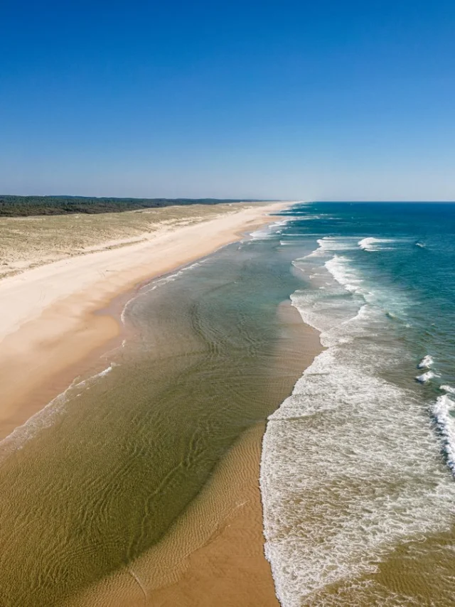 Plage de Mimizan vue du ciel