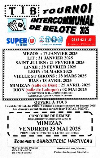 Tournoi Intercommunal de Belote 2025